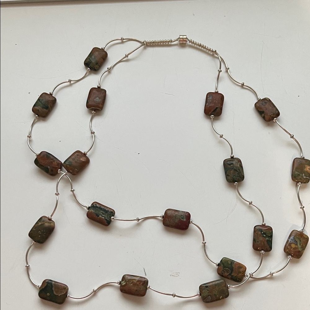 Artisan Brown and Silver Stone Necklace